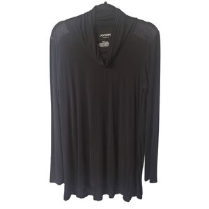 Jockey Black Relaxed Long Sleeve Tunic With Lace Shoulder Detail Size XL